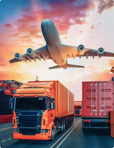 Air, sea and land freight collage